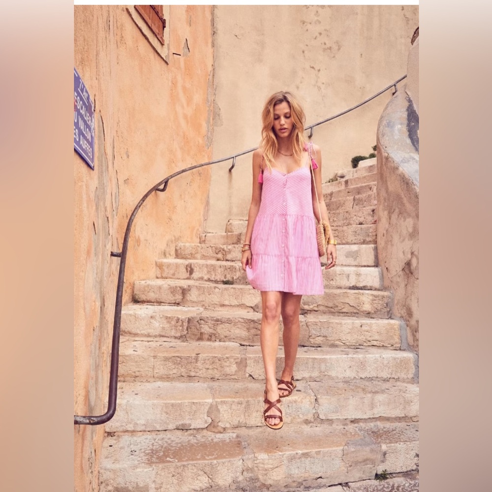 Sézane Pink Striped Mini Dress